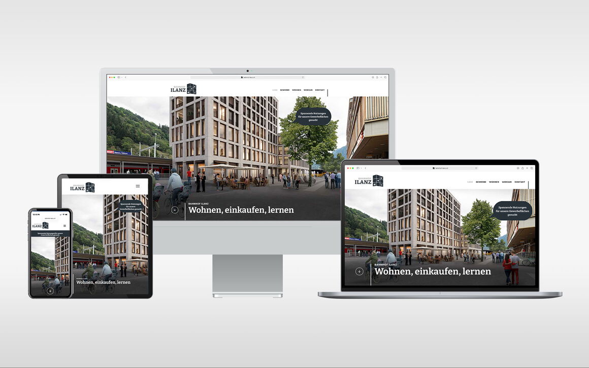 RhB Immobilien AG: Website und Logo Bahnhof Ilanz
