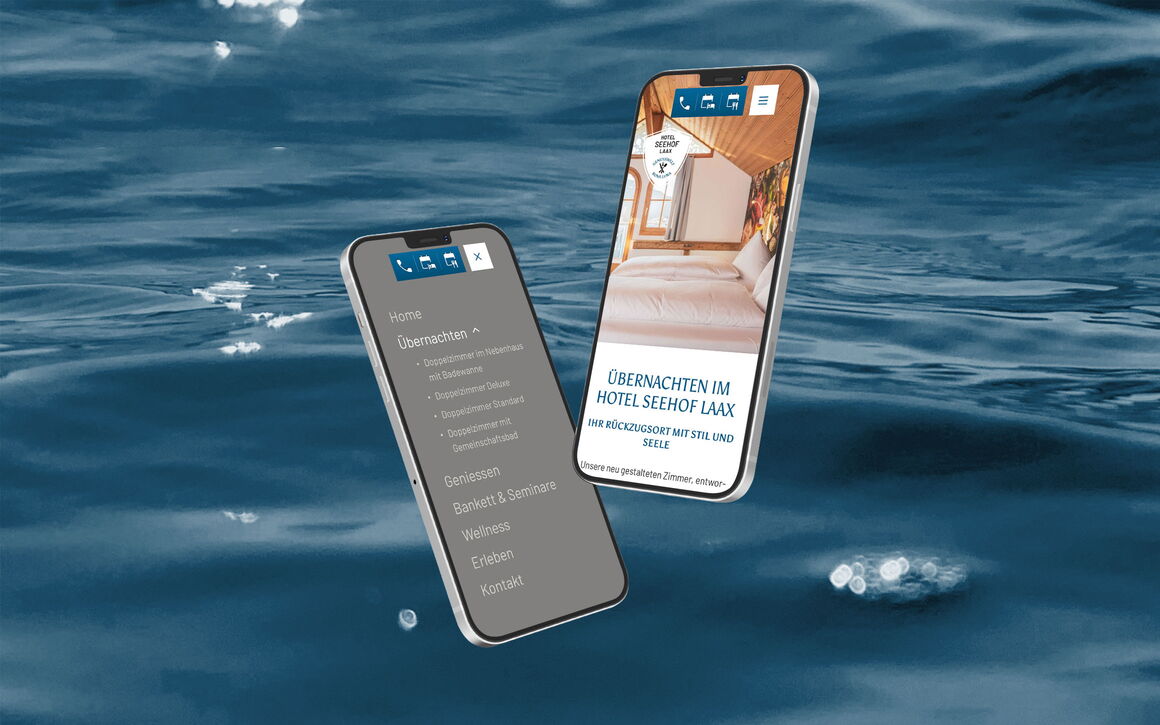 Hotel Seehof Laax AG, Laax: Rebranding, Webdesign