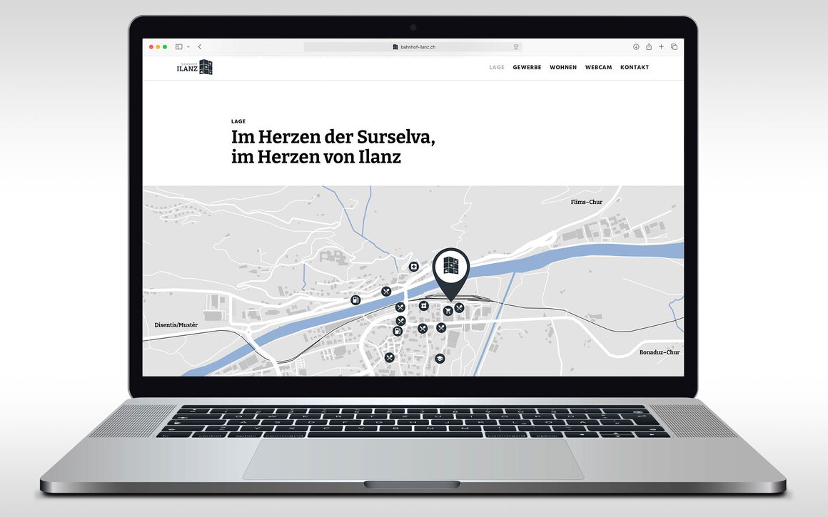 RhB Immobilien AG: Website und Logo Bahnhof Ilanz